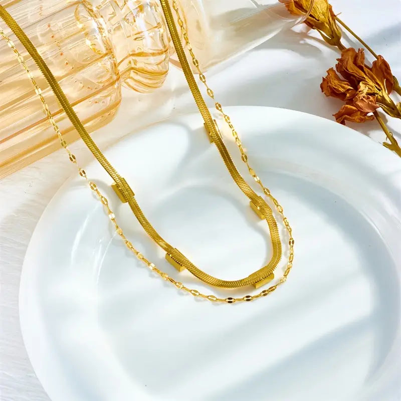 Sorella Gem Double-Layer Retro Necklace | Gold