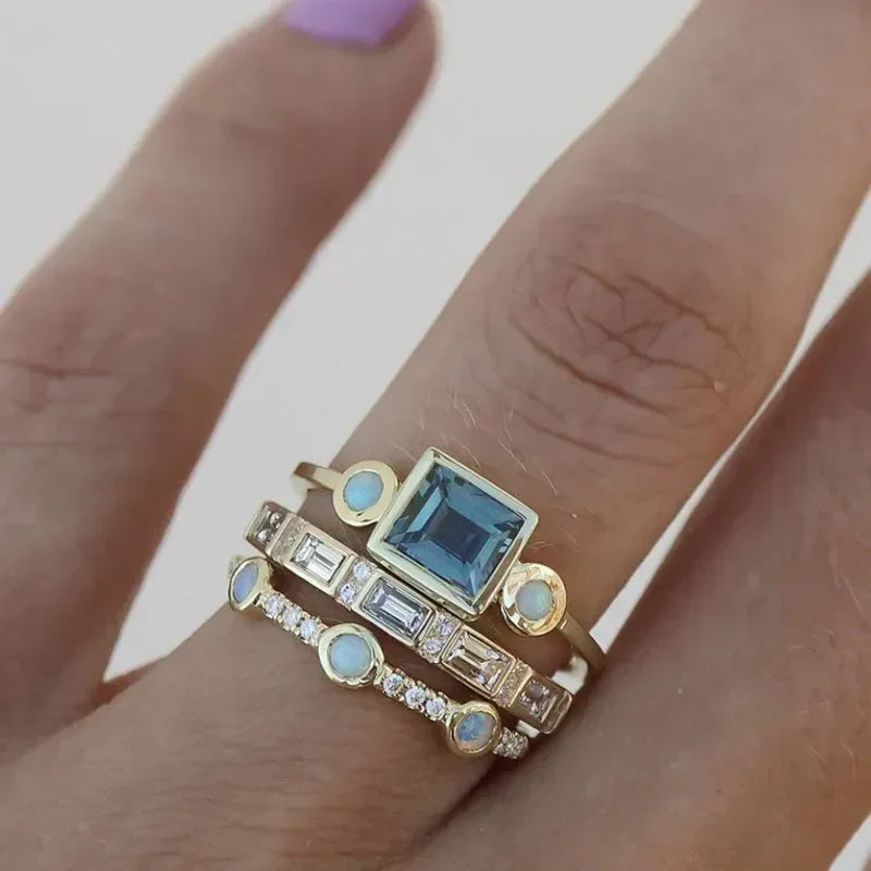 Timeless Azure Ring Set | Gold