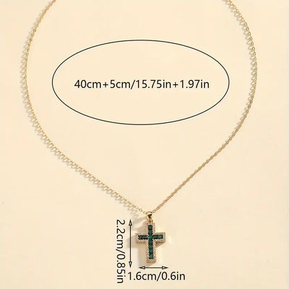 Solene Emerald Cross Pendant Necklace | Gold
