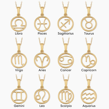 Zodiac sign necklace | White Gold